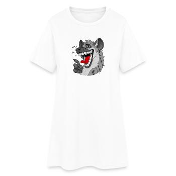 Laughing Hyena Cartoon - Women’s T-Shirt Dress - white - Front