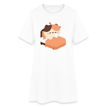 Chat Tortie Endormi - Robe T-shirt Femme - blanc - Devant