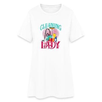 Nettoyage Héroïne Rétro Motif Nettoyage - Robe T-shirt Femme - blanc - Devant