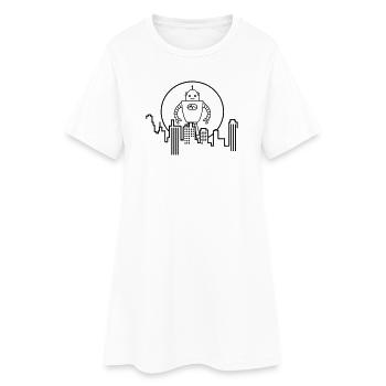 Stadt Silhouette Roboter: KI trifft Urbanes Design - Frauen T-Shirt-Kleid - Weiß - Vorne