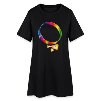 Motif de collier arc-en-ciel avec pendentifs - Robe T-shirt Femme - noir - Devant