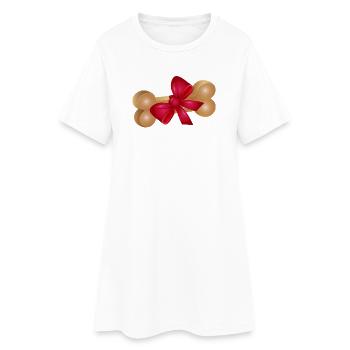 Os à mâcher cadeau avec ruban rouge - Robe T-shirt Femme - blanc - Devant