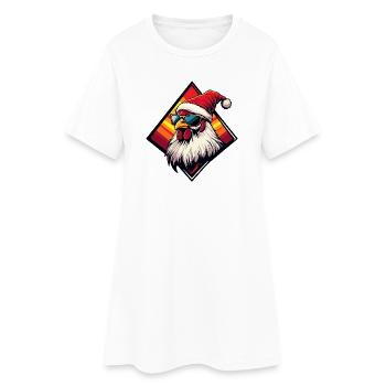 Poulet de Noël dans un coucher de soleil rétro - Robe T-shirt Femme - blanc - Devant