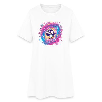 Manchot coloré dans le portail vortex - Robe T-shirt Femme - blanc - Devant