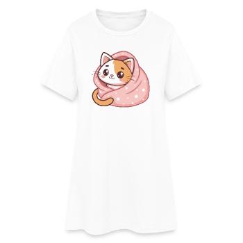 Chaton adorable dans une couverture étoilée - Robe T-shirt Femme - blanc - Devant