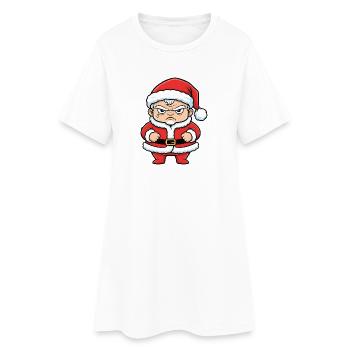 Dessin animé du Père Noël en colère anti-Noël - Robe T-shirt Femme - blanc - Devant