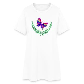 Papillon en couronne de laurier vert - Robe T-shirt Femme - blanc - Devant
