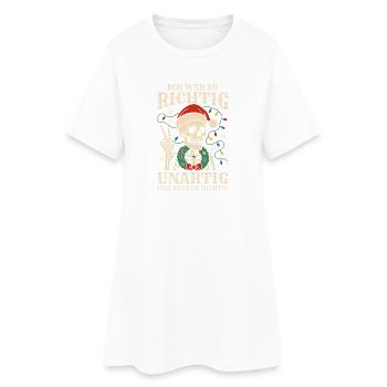 Noël du Père Noël Espiègle Noël - Robe T-shirt Femme - blanc - Devant