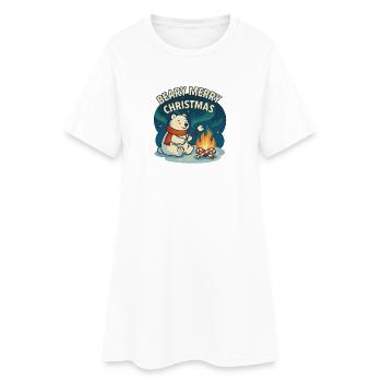 Beary, joyeux feu de camp de Noël - Robe T-shirt Femme - blanc - Devant