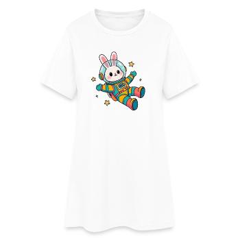 Lapin astronaute coloré - Robe T-shirt Femme - blanc - Devant