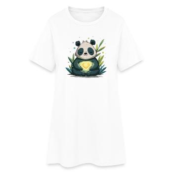 Panda Heart Lamp - Women’s T-Shirt Dress - white - Front