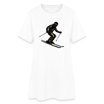 Ski | Skieur | Montagne - Robe T-shirt Femme - blanc - Devant