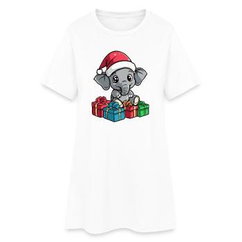 Cadeaux de Noël pour éléphants - Robe T-shirt Femme - blanc - Devant