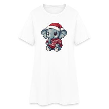 Elefant Weihnachten Xmas - Frauen T-Shirt-Kleid - Weiß - Vorne