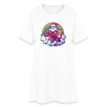 Drache Weihnachtsmann Weihnachten - Frauen T-Shirt-Kleid - Weiß - Vorne