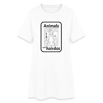 Lapin avec coiffure - Robe T-shirt Femme - blanc - Devant