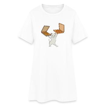 Pizza Paws Cat jongliert mit Kuchen - Frauen T-Shirt-Kleid - Weiß - Vorne