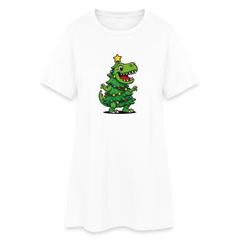 Tree Rex – Noël drôle de dinosaure - Robe T-shirt Femme - blanc - Devant