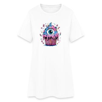 Auge im Neon Cupcake Farbexplosion - Frauen T-Shirt-Kleid - Weiß - Vorne