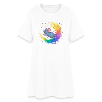 Souris colorée dans un tourbillon de couleurs - Robe T-shirt Femme - blanc - Devant