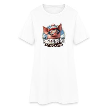 Pistensau Aktiviert Apresski Party Wintersport - Frauen T-Shirt-Kleid - Weiß - Vorne