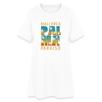 Palma Majorque Paraiso Coucher de soleil palmiers rétro - Robe T-shirt Femme - blanc - Devant