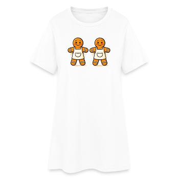 Bonhommes en pain d’épices avec tablier - Robe T-shirt Femme - blanc - Devant