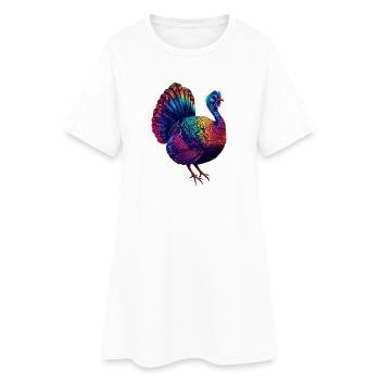 Dinde Poules Oiseaux Dinde - Robe T-shirt Femme - blanc - Devant