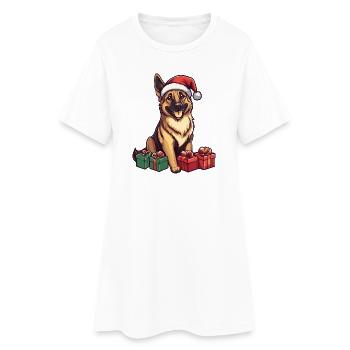 German Shepherd Dog Christmas Gifts - Women’s T-Shirt Dress - white - Front