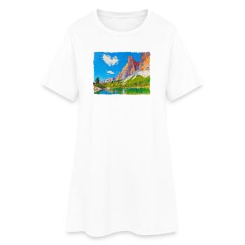 Lac dans les Dolomites avec effet peinture - Robe T-shirt Femme - blanc - Devant