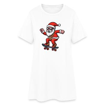 Santa Skating - Frauen T-Shirt-Kleid - Weiß - Vorne