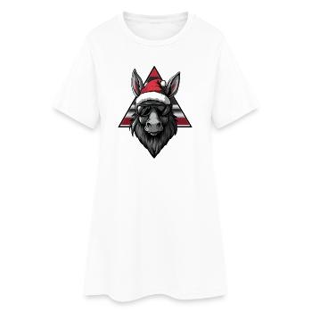 Esel Santa mit Sonnenbrille - Frauen T-Shirt-Kleid - Weiß - Vorne