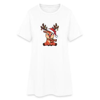 Motif festif de renne pour Noël - Robe T-shirt Femme - blanc - Devant