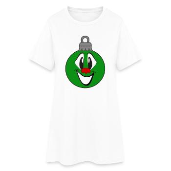 Ornement de Noël vert avec sourire - Robe T-shirt Femme - blanc - Devant