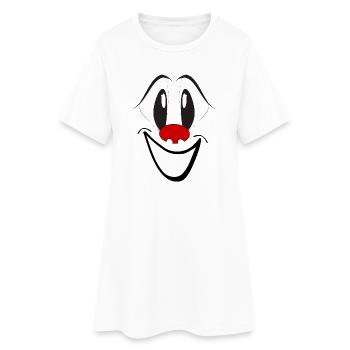 Visage de dessin animé rieur avec le nez rouge - Robe T-shirt Femme - blanc - Devant