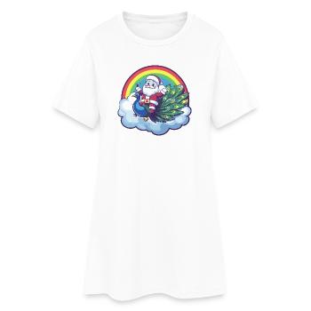 Peacock Bird Santa Claus Christmas - Women’s T-Shirt Dress - white - Front
