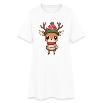 Noël de Cerf - Robe T-shirt Femme - blanc - Devant