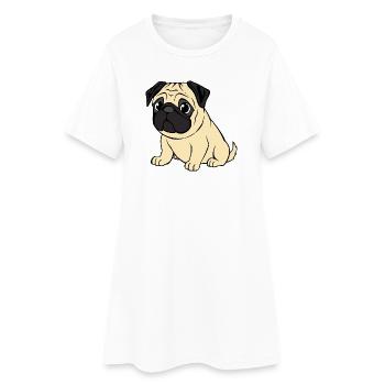 Mops Hunde T-shirt Geschenk Weihnachten - Frauen T-Shirt-Kleid - Weiß - Vorne