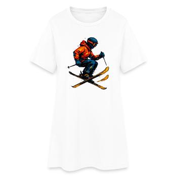 Ski | Skieur | Montagne - Robe T-shirt Femme - blanc - Devant
