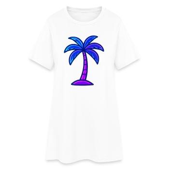 Palmier néon sous la lumière nocturne - Robe T-shirt Femme - blanc - Devant