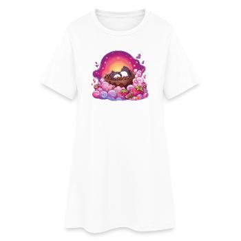 Sweet nest of penguins in chocolate dream - Women’s T-Shirt Dress - white - Front
