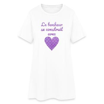 Le bonheur se construit avec cœur - Robe T-shirt Femme - blanc - Devant