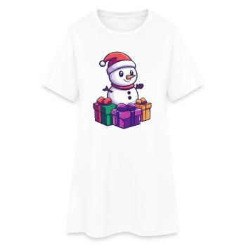 Schneemann Weihnachten Geschenke - Frauen T-Shirt-Kleid - Weiß - Vorne