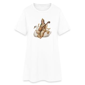 Saraswati on the swan with lute - Women’s T-Shirt Dress - white - Front