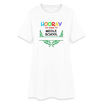 Hooray I'm going to middle school - namespace** - Women’s T-Shirt Dress - white - Front