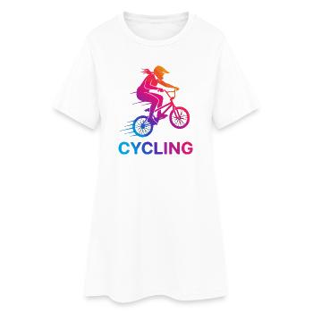 Gradient Cyclist Silhouette - Women’s T-Shirt Dress - white - Front
