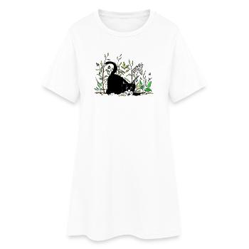 Katze - Frauen T-Shirt-Kleid - Weiß - Vorne