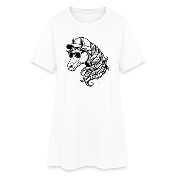 Cheval cool – Tête de cheval avec casquette et lunettes de soleil - Robe T-shirt Femme - blanc - Devant