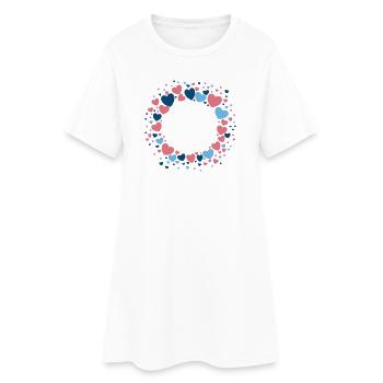 Couronne de cœur Couronne de cœur Bleu Rose - Robe T-shirt Femme - blanc - Devant
