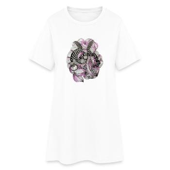 Flower Circle Mandala Pink Black - Women’s T-Shirt Dress - white - Front